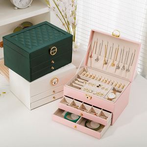 Hot Sale Rectangle Three-Layer Velvet Snap Closure <b>Drawer</b> Display Box Simple Style Fashion Jewelry Storage for Necklaces - Product Image 4