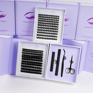 Prix d'usine – Kits d'extensions de cils DIY <span class=keywords><strong>à</strong></span> segments pré-coupés, double couche, en grappes, pour pose individuelle - Product Image 1