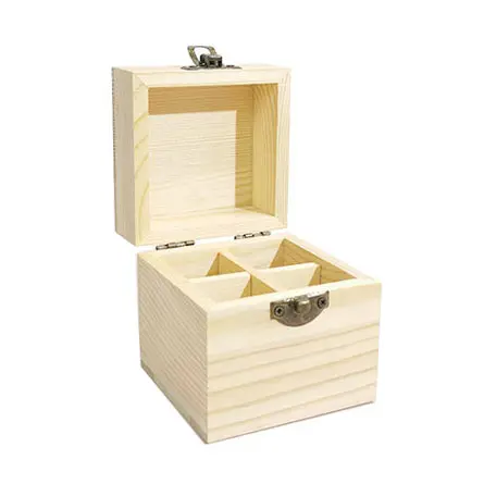 Scatola di legno naturale di legno di pino olio essenziale di imballaggio in legno con coperchio a buon mercato bottiglia di stoccaggio vuota scatola regalo per la vendita