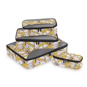 Lot de 4 cubes de compression légers à motif floral, faible MOQ, avec fermeture éclair, pour organiser les bagages - Product Image 2
