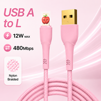 Cable USB-A a Lightning, Carga Rápida de 12W, Transferencia de Datos de 480Mbps, Trenzado de Nailon, para iPhone 15/16/17 Pro Max, 1m de Longitud, OEM/ODM