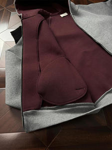 Sweat à capuche court de style américain pour homme, 350g, coupe ample, rouge <span class=keywords><strong>impérial</strong></span>, veste cardigan intérieure pour le printemps et l'automne - Product Image 4