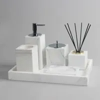 QL29 Set di articoli da toeletta in marmo naturale nordico bottiglia di lozione accessori da bagno Kit di lavaggio Set di accessori da bagno in marmo