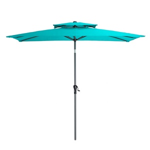 acero paraguas grande café al aire libre jardín sombrilla doble techos manivela manejar paraguas de <span class=keywords><strong>playa</strong></span> de inclinación - Product Image 1