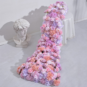 W-FR014 Wedding Artificial Flower <b>Runner</b> 7d 5d <b>Red</b> Rose Flower Table <b>Runner</b> Centerpiecestable Dining Flower <b>Runner</b> for Decor - Product Image 3