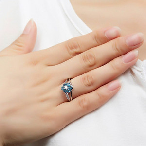 925 <b>Sterling</b> <b>Silver</b> Rhodium Plated Tanzanite Engagement <b>Ring</b> for Wedding Anniversary Party - Product Image 2