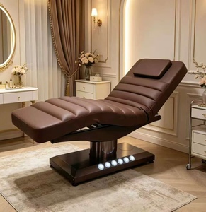 Cama Facial Eléctrica Moderna de PVC con Base Dorada Curva para Salón de Belleza, Estética, Spa y Masajes, Cama de Lujo para Pestañas - Product Image 3