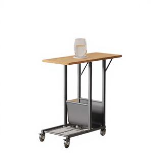 Table d'appoint contemporaine pliable et extensible en forme de C, 3-en-1, design intelligent, avec roulettes verrouillables, en tissu, pour la maison - Product Image 1