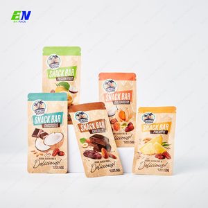 Tüv ev Compostable sertifikalı kahverengi Kraft kağıt ve PLA aperatif çikolata çubuğu ambalaj plastik poşetler - Product Image 3