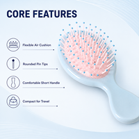 Sikat Rambut Mini Air Cushion Grosir, Sisir Pijat Anti Kusut Portabel untuk Perjalanan dengan Pin Bulat untuk Wanita, Anak Perempuan, Anak-Anak, Logo Custom