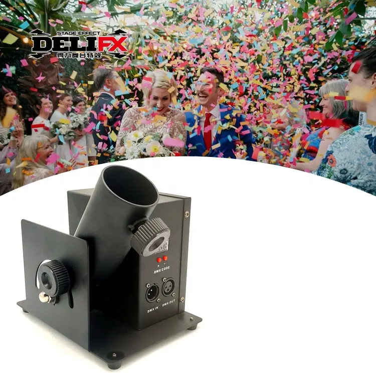60W Celebration 1 Kopf elektronische Konfetti-Launcher-Maschine mit DMX-Steuerung für Hochzeit Baby party Geburtstag Konfetti-Kanone