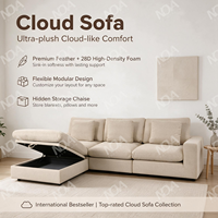 Canapé modulaire moderne imperméable en forme de nuage avec du duvet, canapé sectionnel en forme de L pour salon