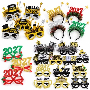 Occhiali per Festa di <span class=keywords><strong>Capodanno</strong></span> 2027, Neri e Oro con Glitter e Stelle, Accessori per Foto per la Celebrazione di <span class=keywords><strong>Capodanno</strong></span> - Product Image 6