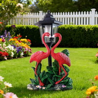 Rosa Flamingo-Paar Harz-Skulptur mit Blumensockel, Romantische Gartendekoration für Außenterrassen, Jubiläumsgeschenk