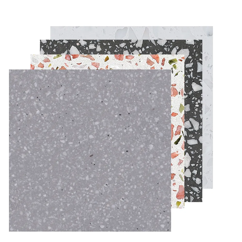 회색 흰색 매트 광택 테라조 바닥 타일 유기 인공 돌