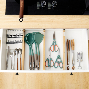 Organisateur de <span class=keywords><strong>tiroir</strong></span> extensible et réglable en <span class=keywords><strong>bambou</strong></span> naturel pour cuisine, chambre, salle de bain, commode, bureau - Product Image 5