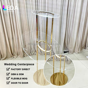 Centro de Mesa LEDA para Bodas, Soporte de Flores de Metal Dorado, Panel Acrílico con Luz para Decoración de Eventos y Fiestas - Product Image 2