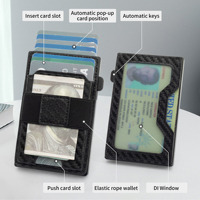 Porte-cartes de crédit et d'identité escamotable en cuir PU, fin, anti-RFID, en aluminium, pour hommes – Nouveauté 2025 – Vente Flash