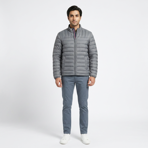Veste d'hiver matelassée pour homme personnalisable avec tissu en toile, séchage rapide et respirant, col montant, fermeture éclair, style streetwear - Product Image 1
