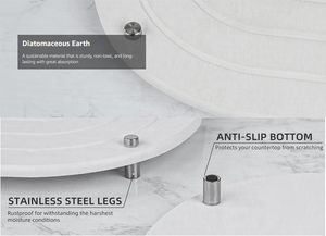 Nhanh chóng làm khô xà phòng và bàn chải đánh răng chủ sở hữu nước hấp thụ diatomaceous trái đất khay với thép không gỉ chân và giấy nhám - Product Image 3