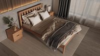 Lit en bois de hêtre massif Inweto, design élégant et classique, 200x160, robuste, pour chambre à coucher