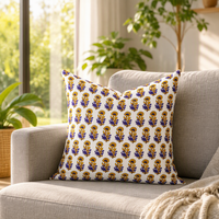 Housse de coussin décorative en coton 100% à imprimé botanique jaune et violet pour canapé, chambre et maison