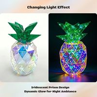 Mini Lampe de Nuit LED Ananas Prismatique Iridescente Holographique Alimentée par USB Décoration Moderne pour la Maison Éclairage de Fête Tropicale