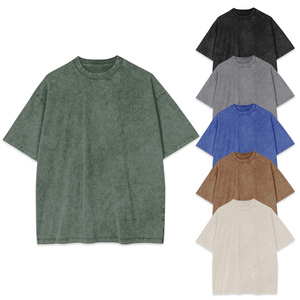 2024 Unisex in bianco peso massimo 230 Gms 100% cotone a goccia <span class=keywords><strong>Vintage</strong></span> da uomo verde oversize all'ingrosso magliette con lavaggio acido - Product Image 1