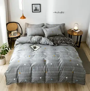 Toptan siyah ve beyaz mermer yatak-HG Amazon sıcak satış nevresim takımı 4 adet desen baskı yorgan yatak örtüsü seti bahar yorgan seti tüm sezon