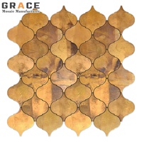 Tuiles hexagonales en mosaïque métallique, bronze antique, miroir en laiton, décoration murale, carrelage de sol
