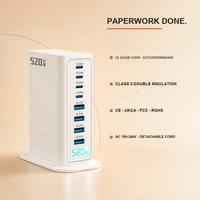 Chargeur GaN 520W, station USB C 8 ports, 4C PD100W + 4A QC30W, écran intelligent, charge rapide pour ordinateur portable, UKCA