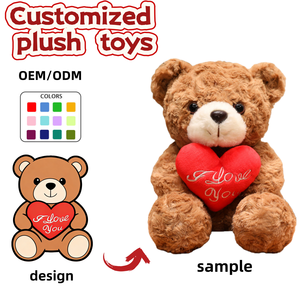 Produttore di Orsacchiotti di <span class=keywords><strong>Peluche</strong></span> Personalizzati, Giocattolo Imbottito a Forma di Orso Cartoon con Cuore Rosso OEM ODM - Product Image 1