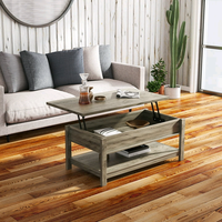 Ensemble de table basse en bois moderne et durable Combohome avec rangement, plateau relevable, montage facile pour le salon