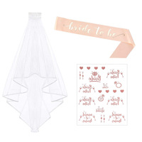 Lot de 5 autocollants dorés rose pour voile de mariée, bandeau, écharpe et tatouages temporaires pour propositions de mariage, enterrements de vie de jeune fille et décorations de remise de diplôme