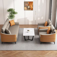 Sofá de Oficina Rectangular de 1-3 Plazas, Estructura de Madera Maciza, Cuero Impermeable para Oficina Comercial