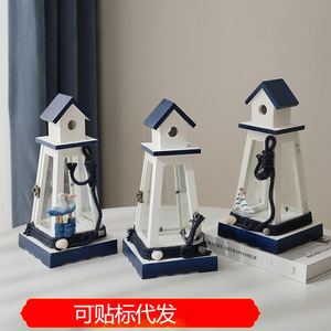 โคมไฟเรือใบสไตล์เมดิเตอร์เรเนียน ตกแต่งด้วยรูปนกทะเล สำหรับห้องนั่งเล่น ตกแต่งบ้าน - Product Image 5