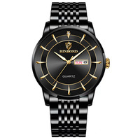 Reloj de Cuarzo de Lujo Binbond B2077 2077 para Hombre, Correa de Acero Inoxidable, Resistente al Agua, Calendario, Reloj de Pulsera Casual de Negocios para Hombre