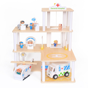Yeni tasarım ahşap simülasyon hastane senaryo simülasyon oyuncak Montessori hastaneler çocuklar yürümeye başlayan erkek ve kız için oyun evi CE - Product Image 1