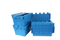 Caisse en plastique personnalisée, empilable, pour le stockage logistique, le déménagement, boîte solide avec couvercle attaché, empilable, pliable, conteneur industriel