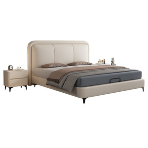 Lit rembourré moderne avec cadre en bois massif, 1,5 m, 1,8 m, lit double, chambre principale, lit king-size, style luxe léger - Product Image 3