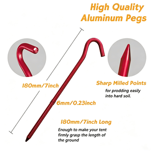 20 Piezas de Estacas de Aluminio de 18 cm, Resistentes y Antióxido, para <span class=keywords><strong>Camping</strong></span>, Jardinería, Pesca y Uso en Suelos Duros - Product Image 2