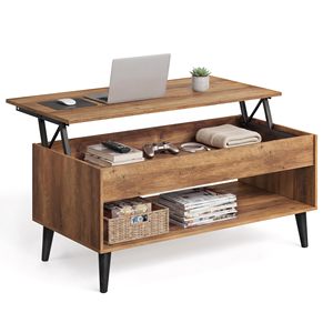 Mesa de Centro SENYU con Plataforma Elevadora, Mesa de Comedor, Resorte de Gas, Compartimento Oculto, Estante de Almacenamiento Abierto - Product Image 1