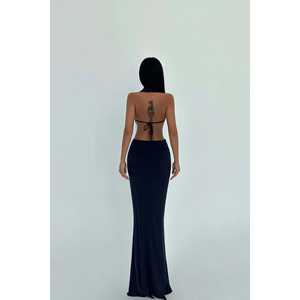 Vestido de Trabajo Azul Marino con Lazos - Product Image 1