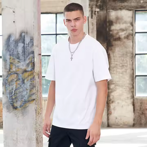 T-shirt à la mode pour hommes, coupe ample, col rond, t-shirts d'entraînement athlétique, poids lourd, manches courtes, t-shirt de base en coton de qualité supérieure - Product Image 2