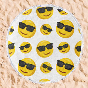 Serviettes de plage Hawaï Smiley Été Mignonnes Écologiques Tissées Séchage Rapide Anti-Sable Grandes en Polyester à Pompons - Product Image 6