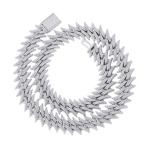 European American New Full Thorn Cuban Box <b>Chain</b> <b>Copper</b> Unisex High-quality Hip-hop Necklace Jewelry - Product Image 6