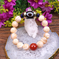 Vente en gros de perles en pierre naturelle, avec bords dorés DZI et Agate tibétains, Bracelet élastique, breloques, pour cadeau
