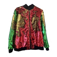 2024 dames vert et violet et or tenue nouvelle-orléans manteau à glissière femmes mardi gras veste à paillettes réversible