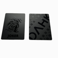 Jeu de cartes de jeu de poker en plastique pvc étanche noir avec impression de logo personnalisé personnalisé en vrac