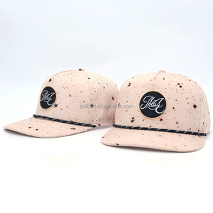OEM 5 Panel Waterproof Polyester Laser Perforated Golf Cap Quick Dry Lightweight Custom woven patch Logo baseball hats For sport - Product Image 3